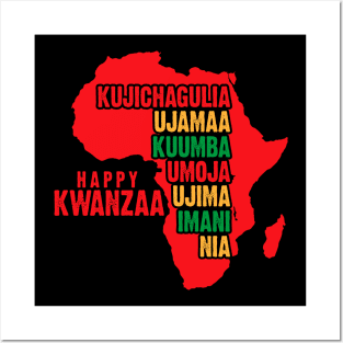 Happy Kwanzaa Red, The Seven Principles of Kwanzaa Posters and Art